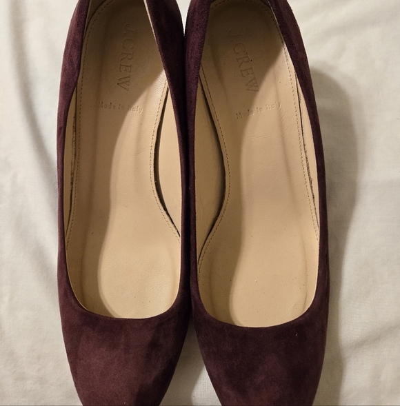 J Crew Lucite Heels in Suede Vintage Cabernet 8 - Picture 1 of 4